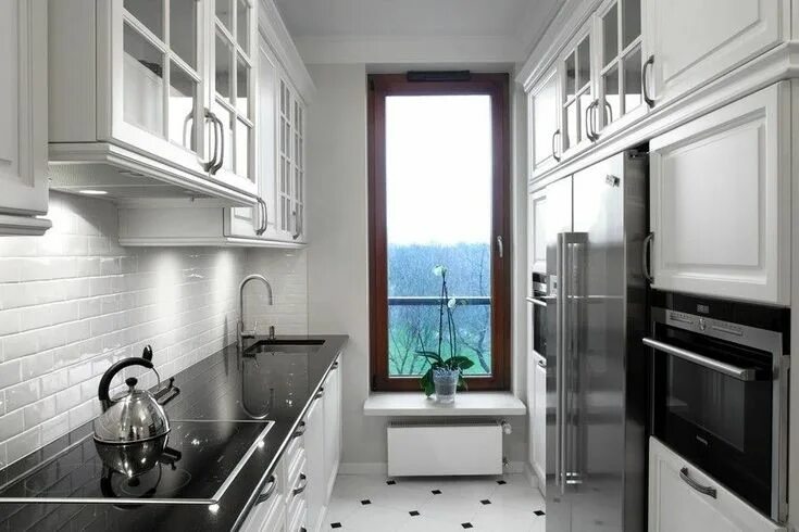 Кухня с узким окном фото 11 Awesome White Kitchen Cabinets Ideas Kitchen tiles design, Art deco kitchen c