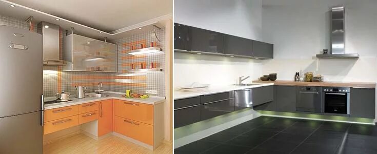 Кухня с узкими верхними шкафами фото Подвесная кухня HeatProf.ru