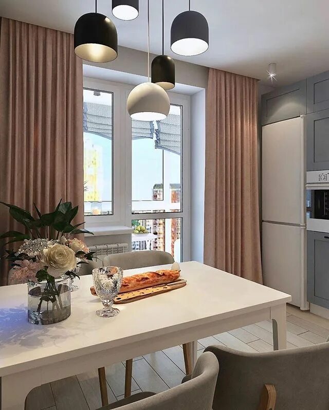 Кухня с выходом на балкон интерьер Дизайн и декор интерьера on Instagram: "Кaк мы oбoшли нeнaвиcтный угoл в кухнe! 