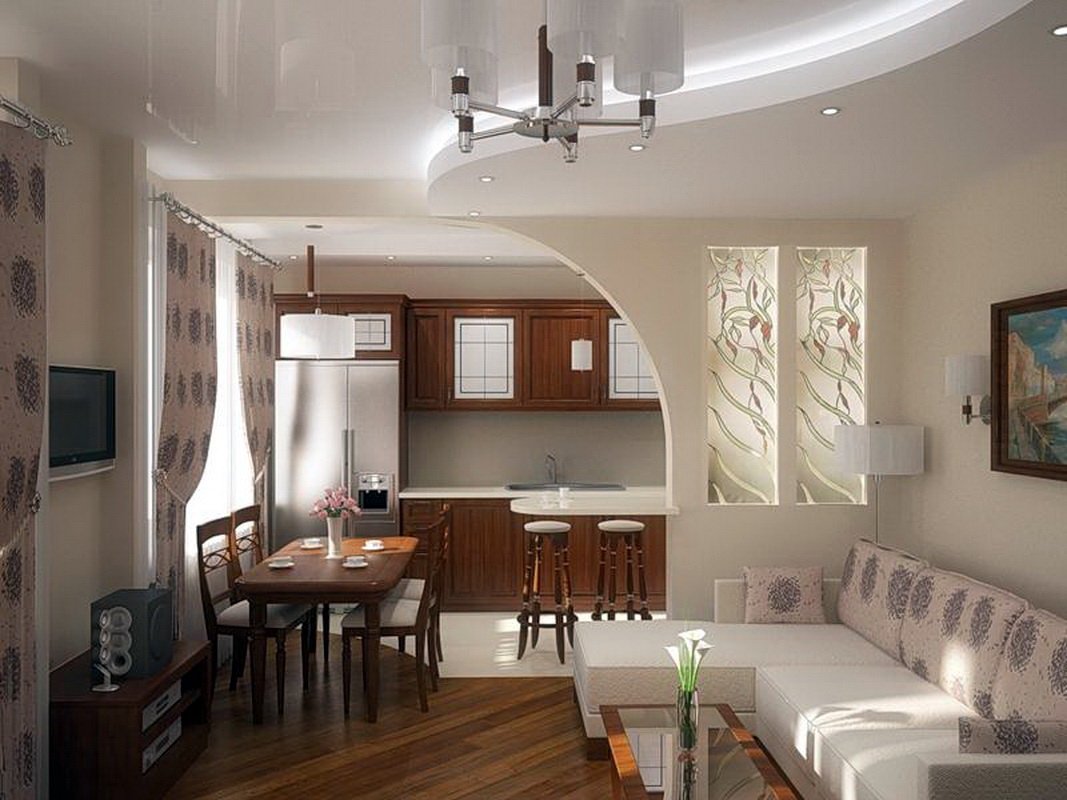 Кухня с залом вместе дизайн фото Арка на кухню вместо двери: виды и формы, идеи оформления дизайна, фото