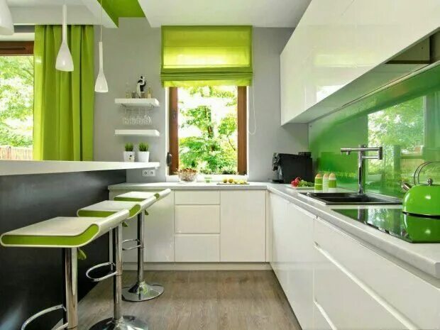 Кухня с зелеными обоями дизайн фото Kuchnia Best kitchen designs, Beautiful kitchens, Home