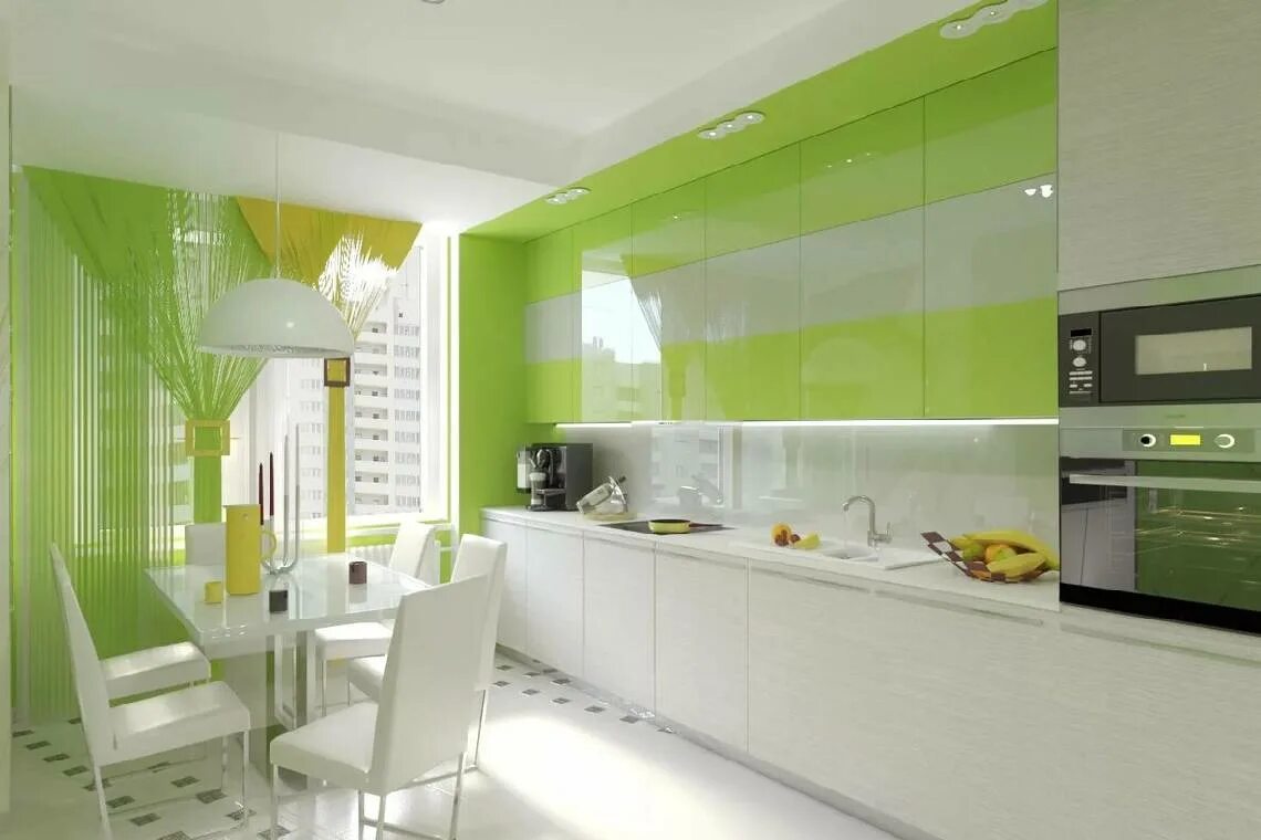 Кухня с зелеными обоями дизайн фото Дизайн белой кухни: 350 фото в интерьере, идеи для проекта и рекомендации - ArtP