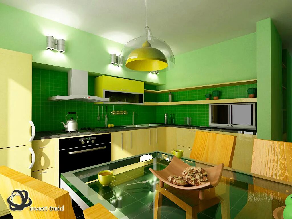 Кухня с зелеными обоями дизайн фото Panorama: Mebel na zakaz, custom furniture, Vologda, Novgorodskaya ulitsa, 2А - 