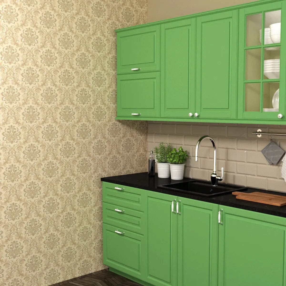 Кухня с зелеными обоями дизайн фото Зеленые обои на кухне HeatProf.ru