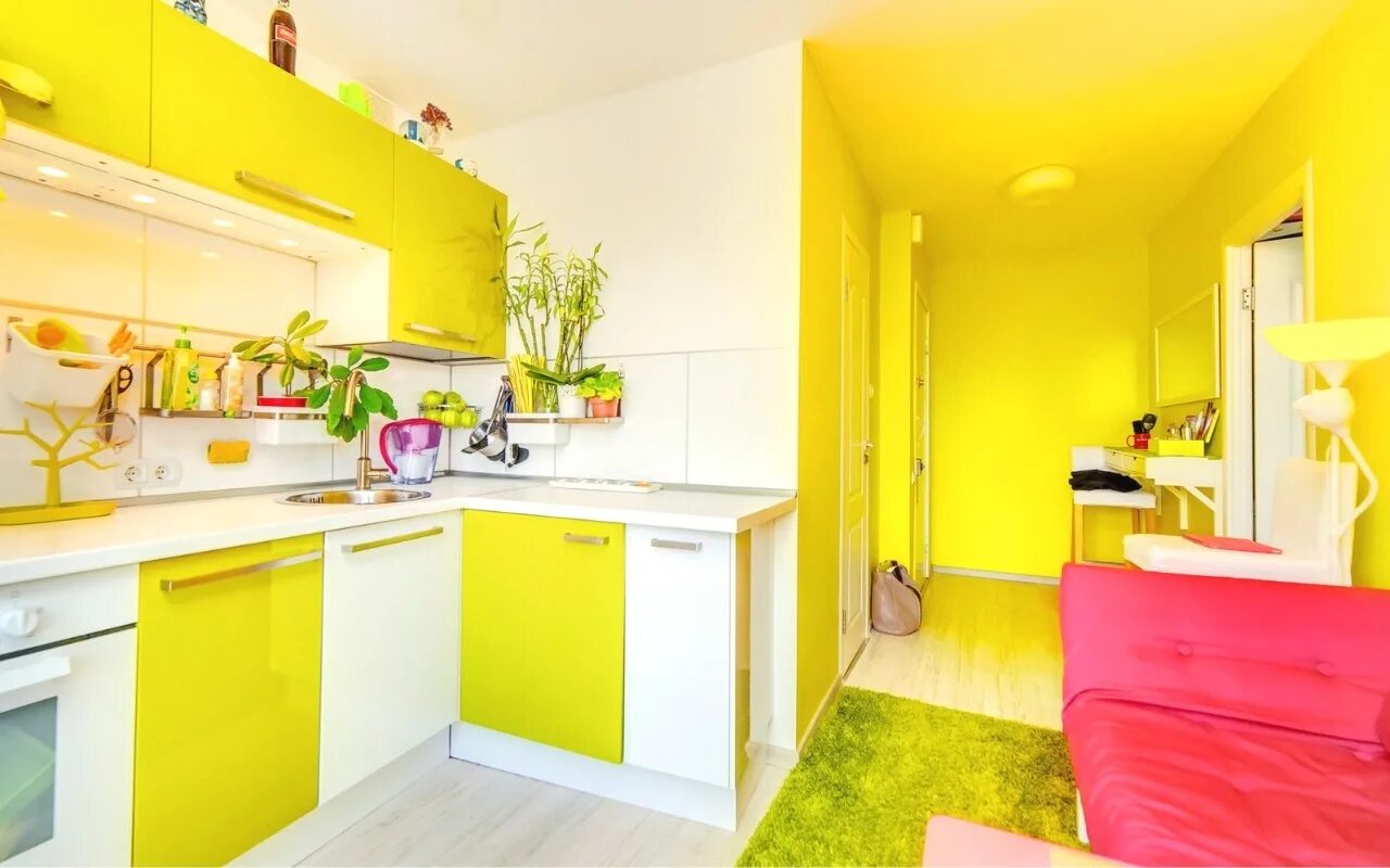 Кухня с желтыми обоями дизайн фото Почему "тянет" на определенный цвет