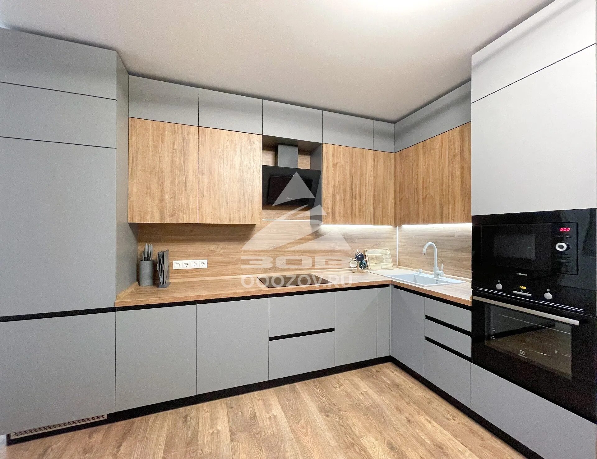 Кухня сахара крем агт фото Кухня с матовыми фасадам AGT Супрамат Наши работы Белорусские кухни ЗОВ - кухни 