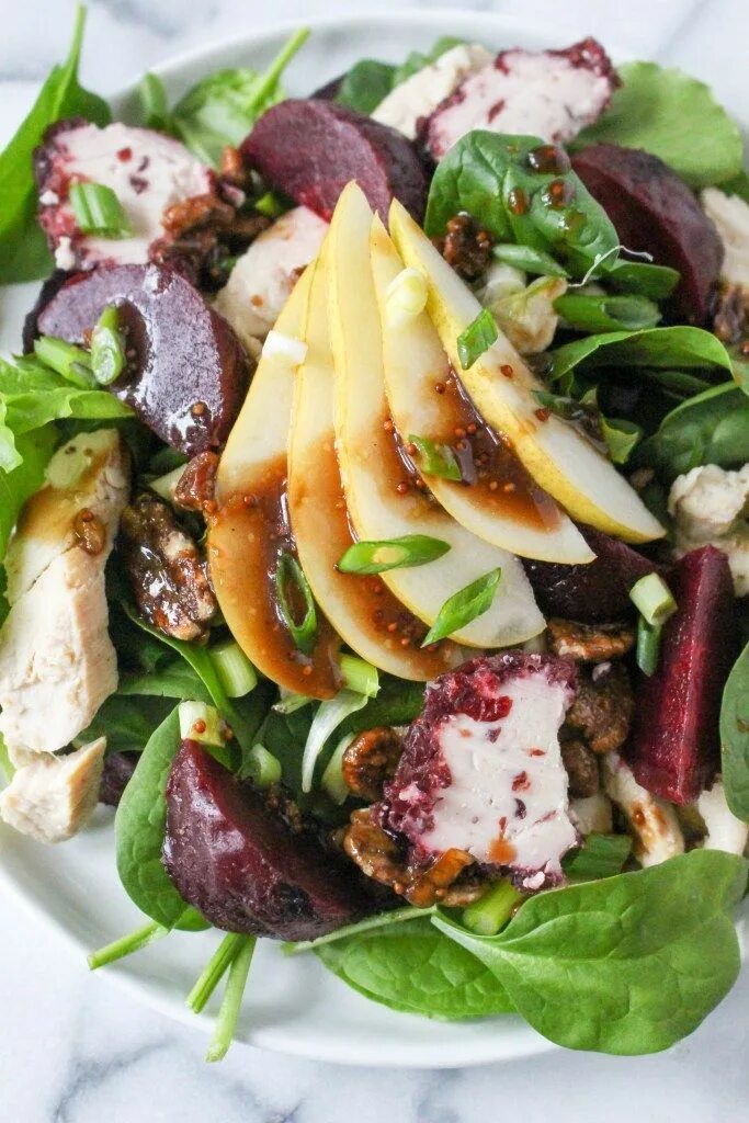 Кухня салаты рецепты с фото Grilled Chicken Salad with Goat Cheese, Roasted Beets, & Orange Balsamic Vinaigr