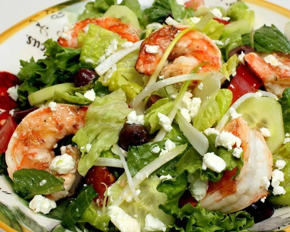 Кухня салаты рецепты с фото Greek Seafood Salad Shrimp salad recipes, Delicious salads, Shrimp salad