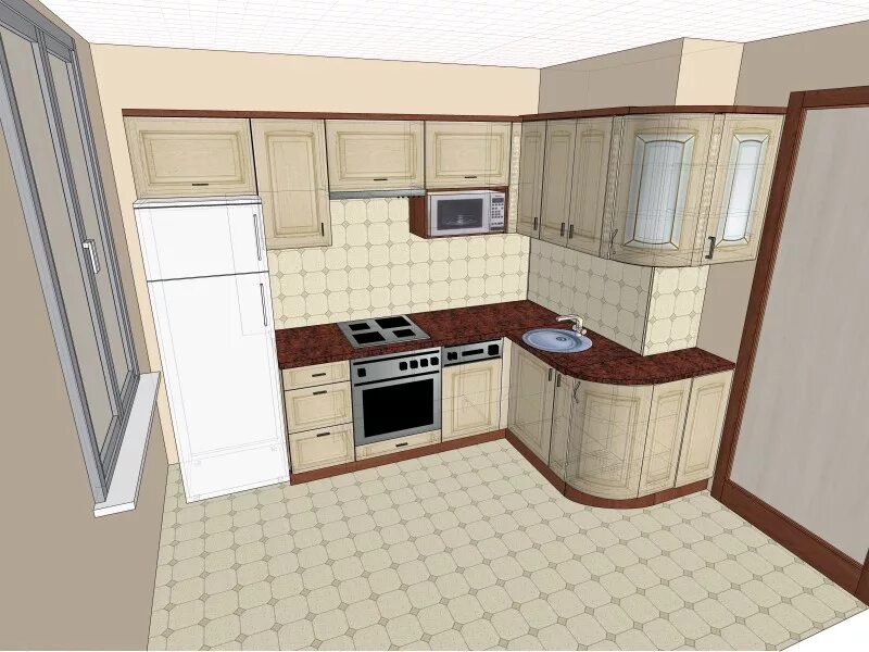 Кухня сделать дизайн онлайн бесплатно проект 022: 3D макеты кухонь, купить в Санкт-Петербурге