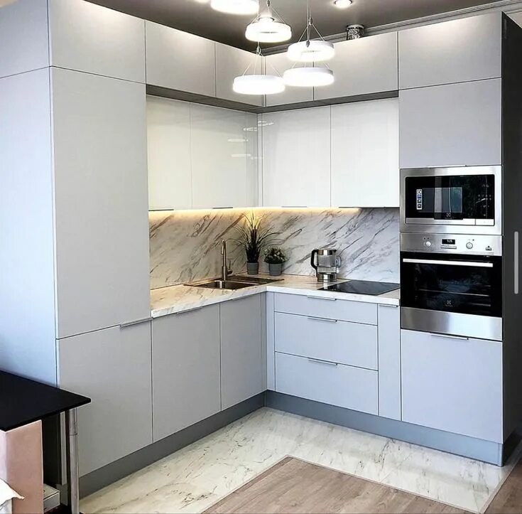 Кухня серая матовая современная угловая фото Пин от пользователя Irena на доске Home Кухня в белых тонах, Небольшие кухни, Ку