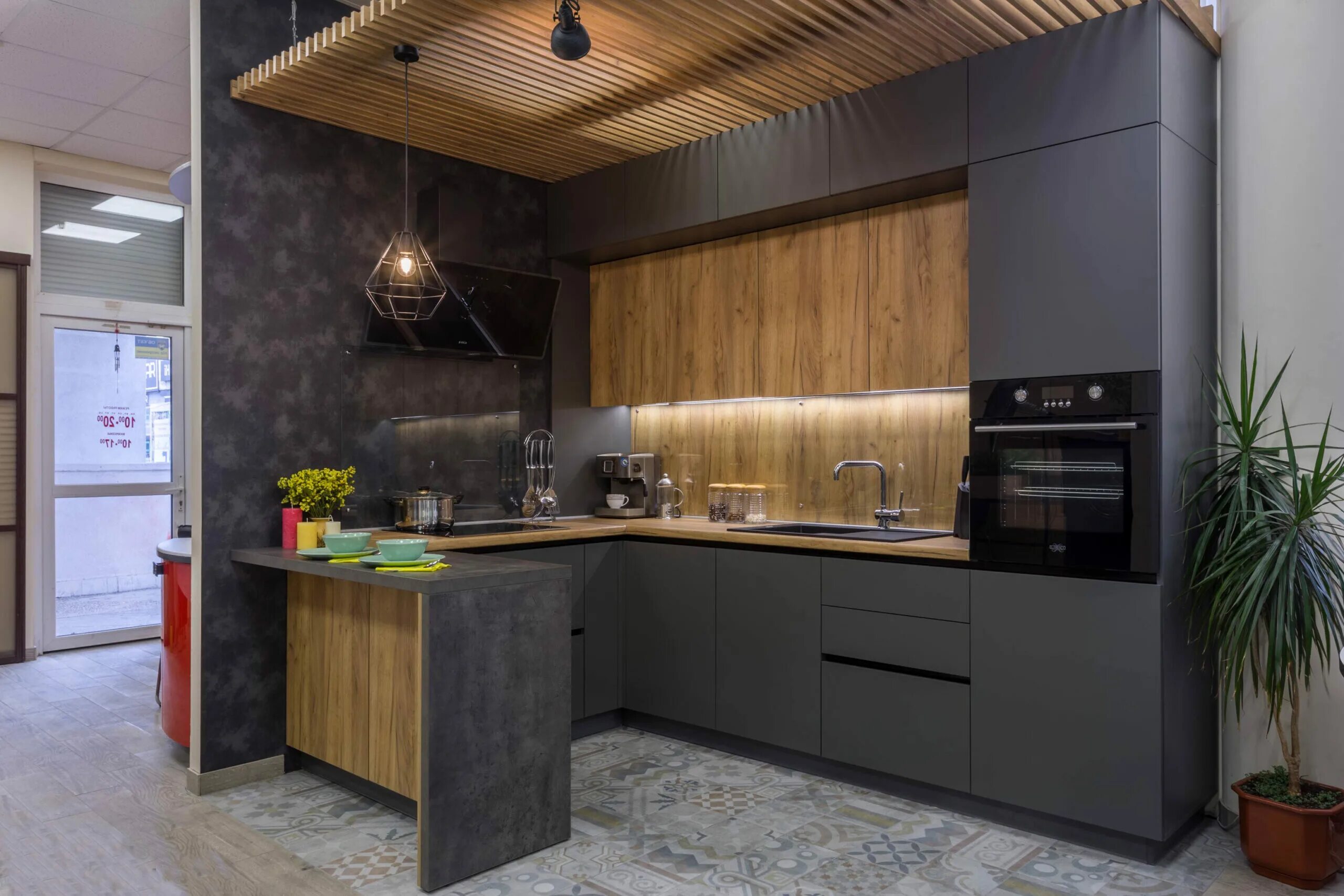 Кухня серая с деревом в интерьере Престиж - Корпусная мебель Вашей мечты Престиж - мебель для дома