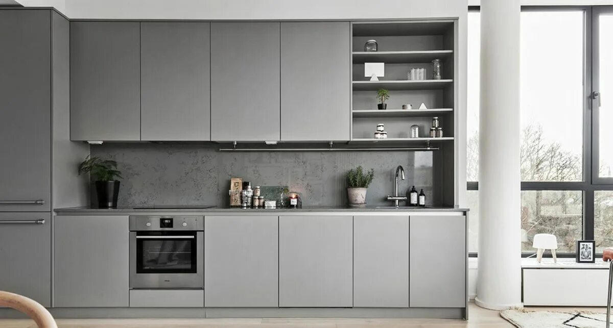 Кухня серая с каким фото Заказать изделия из искусственного акрилового камня Grandex P-108 Pure Grey колл