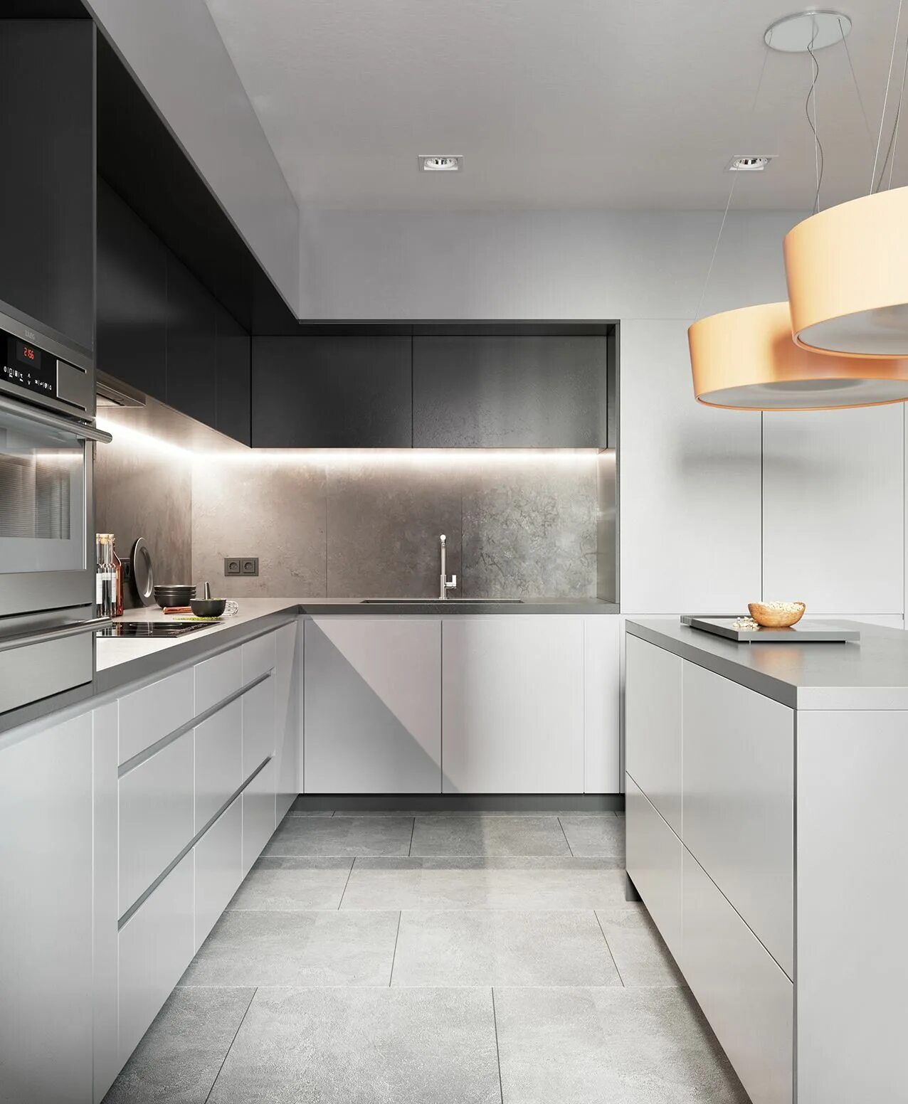 Кухня серая современная дизайн Gercen park Grey kitchen designs, Contemporary kitchen design, Kitchen layout