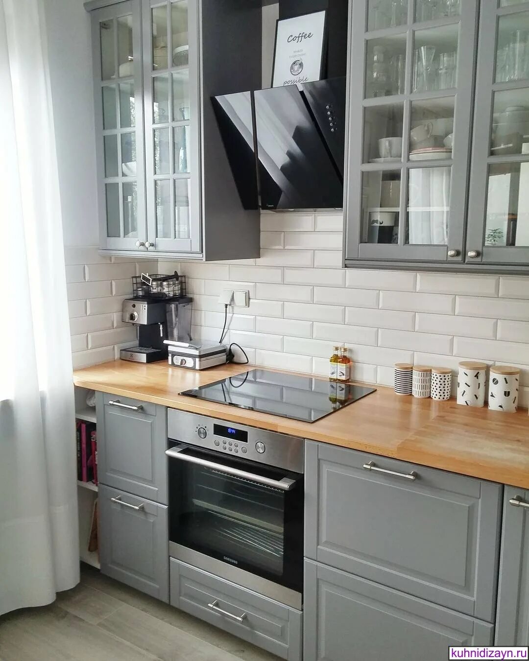 Кухня серая столешница под дерево фото Серая кухня дизайн хрущевка (Много фото!) - dizainmix.ru