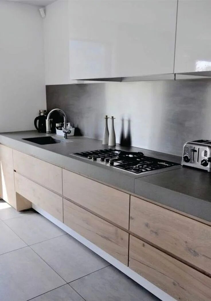 Кухня серая столешница под дерево фото Kitchen Counter tops: 5 Best Materials to Choose - Talkdecor Interior design kit