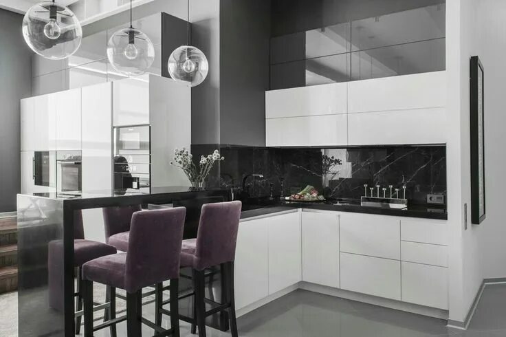 Кухня серо бело черная фото Пин на доске декор для дома Дизайн кухонь, Интерьер, Перепланировка кухни