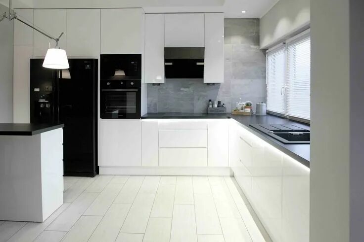 Кухня серо бело черная фото Diseño muebles de cocina, Decoración en blanco, Diseño de interiores de cocina