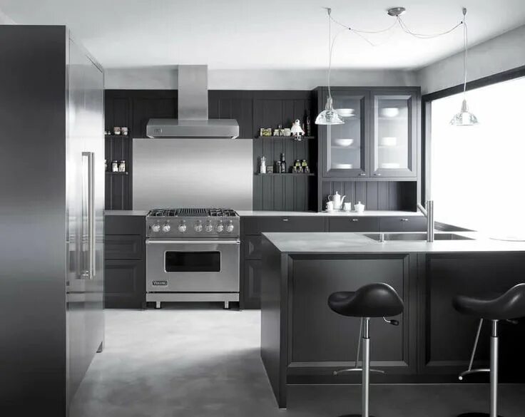 Кухня серо бело черная фото Contemporary kitchen / wood veneer / in wood / solid wood - SITMMUG 2 - MOBALCO 