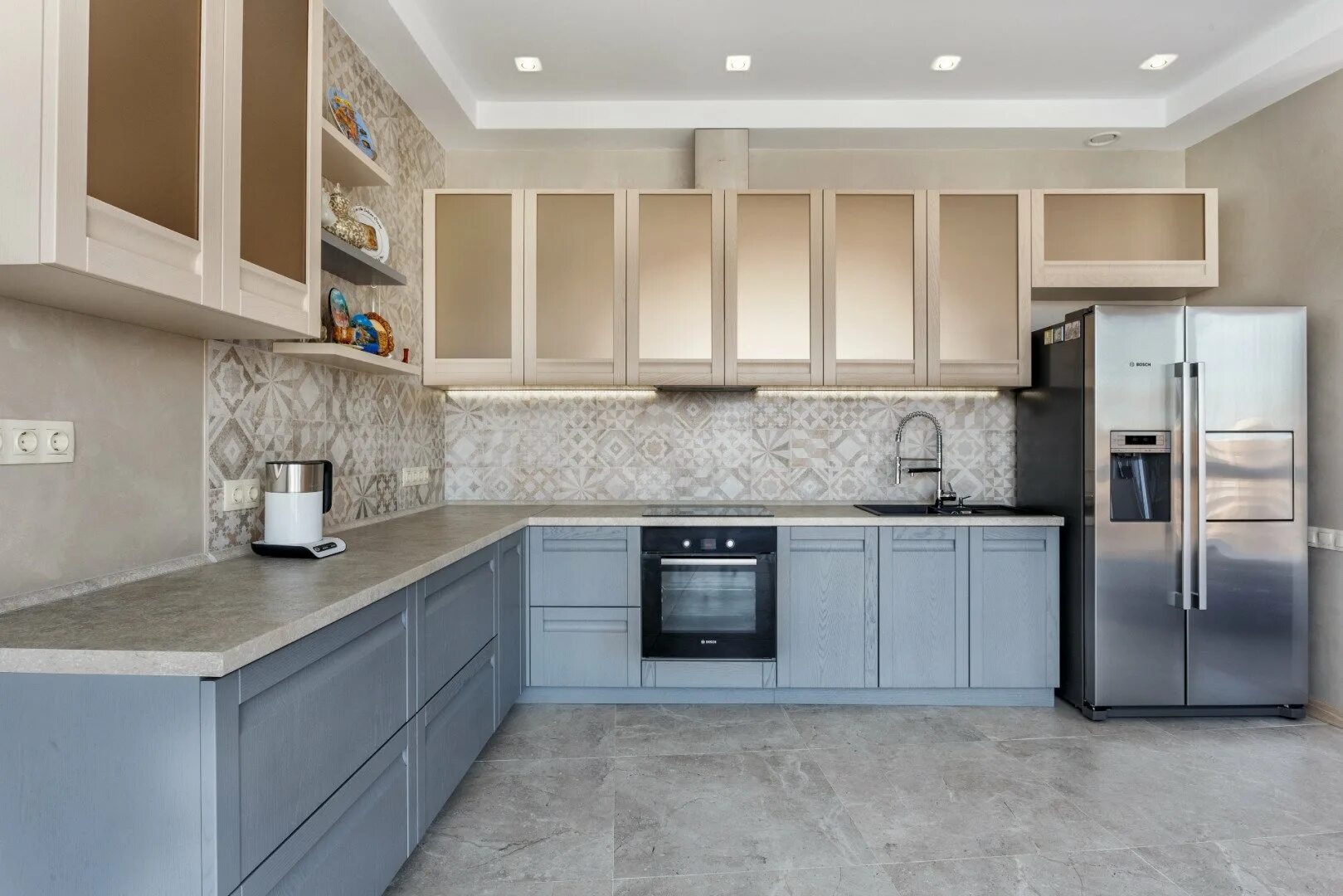 Кухня серо бежевого цвета фото Кухни серо бежевого цвета