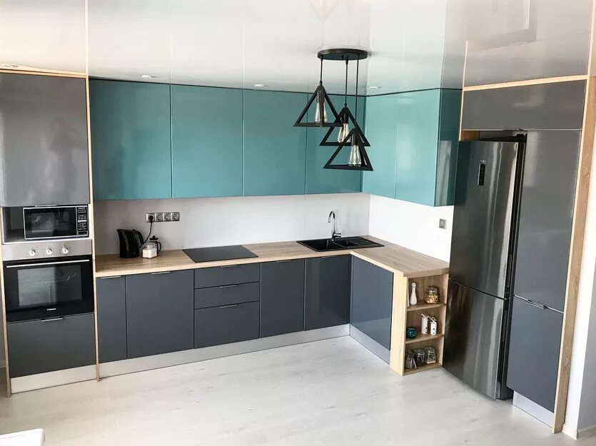 Кухня серо бирюзовая фото в интерьере Идеи дизайна кухни в бирюзовом цвете - фото реальных интерьеров и советы SALON