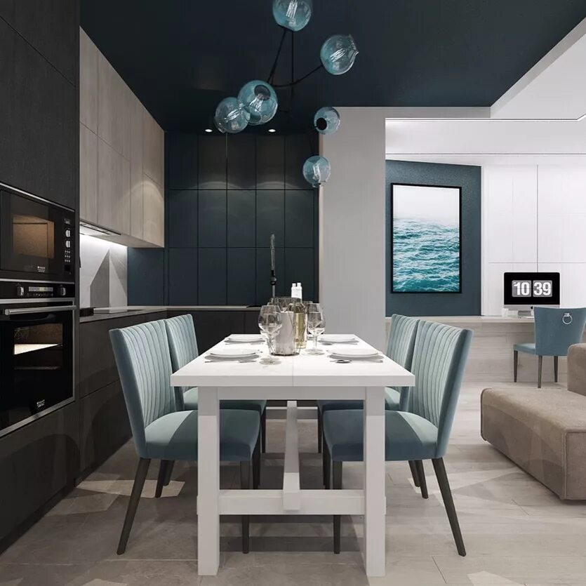 Кухня серо бирюзовая фото в интерьере Идеи дизайна кухни в бирюзовом цвете - фото реальных интерьеров и советы SALON