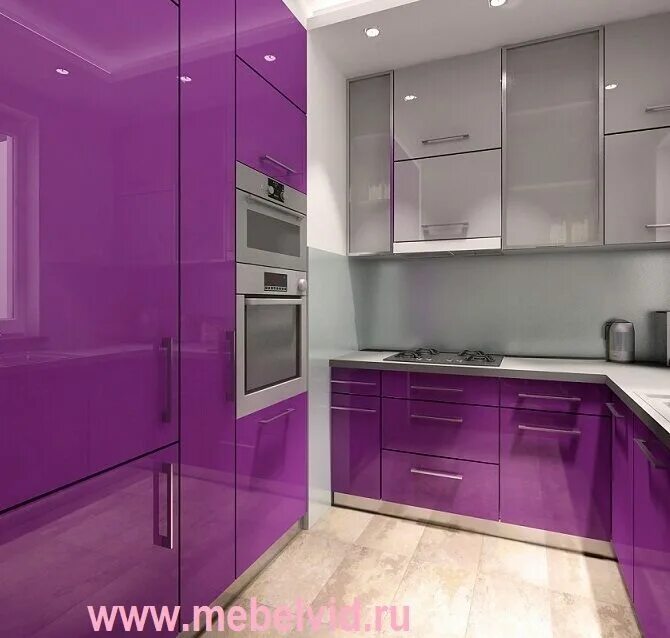 Кухня серо фиолетовая фото Фотографии фиолетовой кухни на сайте mebelvid.ru