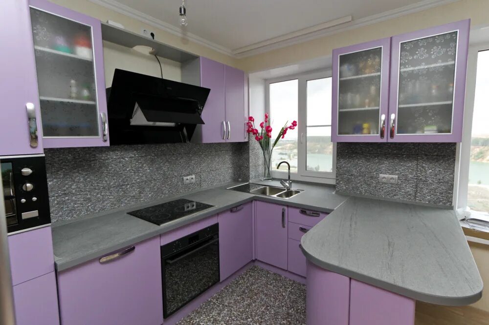 Кухня серо фиолетовая фото Кухня "Энда" - купить кухонный гарнитур в Красногорске по ценам производителя