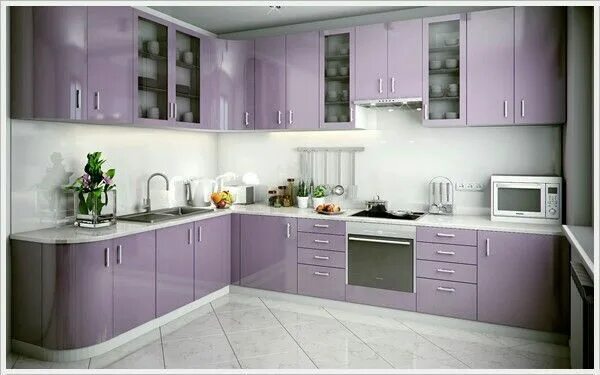 Кухня серо фиолетовая фото Purple Kitchen Cabinets Stylish Designs for Tracy's Kitchen