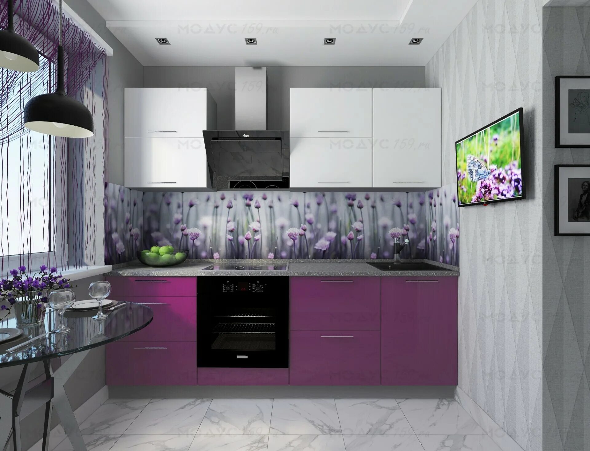 Кухня серо фиолетовая фото Нужна маленькая кухня, кухня в хрущевку? Каталог с ценами, готовые решения для н