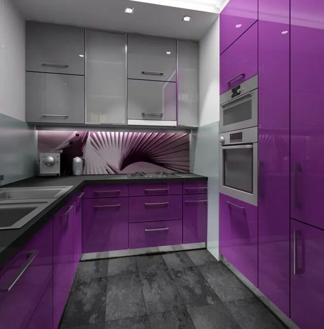 Кухня серо фиолетовая фото Роскошные кухни в фиолетовых тонах Роскошная кухня, Фиолетовая кухня, Интерьер к