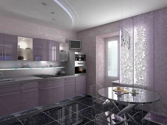 Кухня серо фиолетовая фото 28) Одноклассники Purple kitchen, Purple kitchen designs, Unique interior design