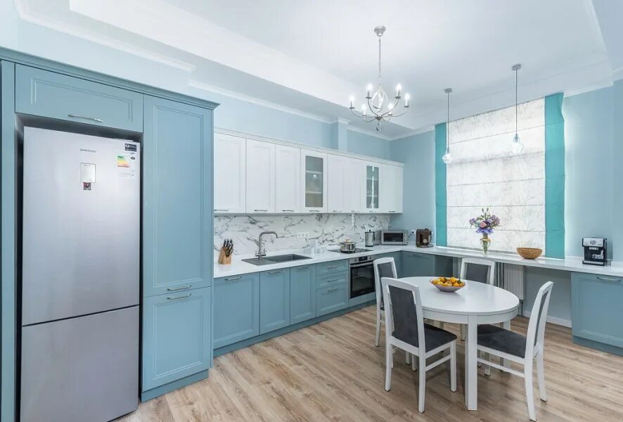 Кухня серо голубая фото современная Кухня Сканди #629 *Savio