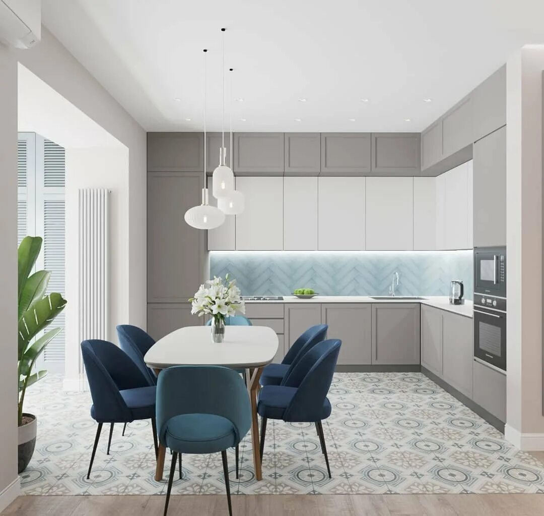 Кухня серо голубая фото современная в интерьере Интерьер кухни в серо голубых тонах (59 фото) - фото - картинки и рисунки: скача