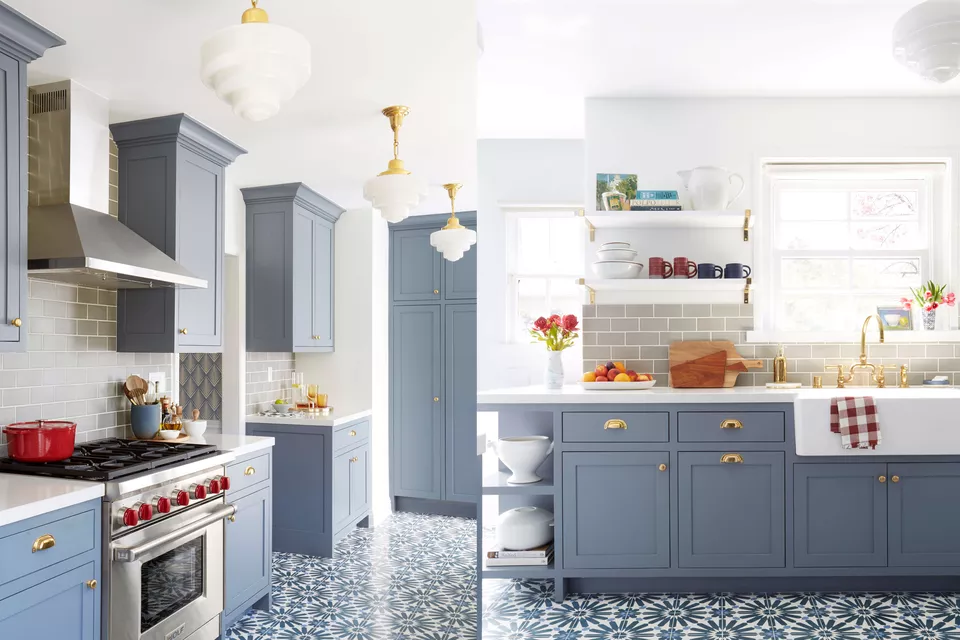 Кухня серо голубого цвета фото 25 Blue Kitchens That Make Mealtime More Chill Teal kitchen cabinets, Blue kitch