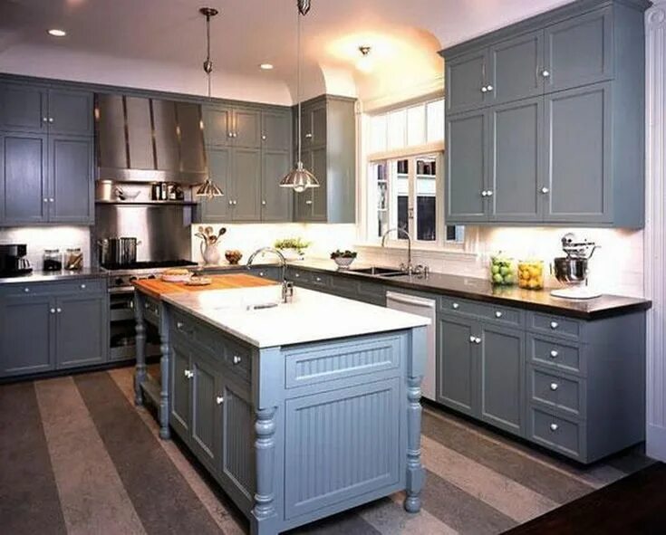 Кухня серо голубого цвета фото Pin by Blange decor&design. on Дудергоф Grey blue kitchen, Kitchen inspirations,