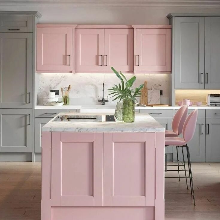 Кухня серо розовая фото Pin on Обои Home decor kitchen, Interior design kitchen, Pink kitchen decor