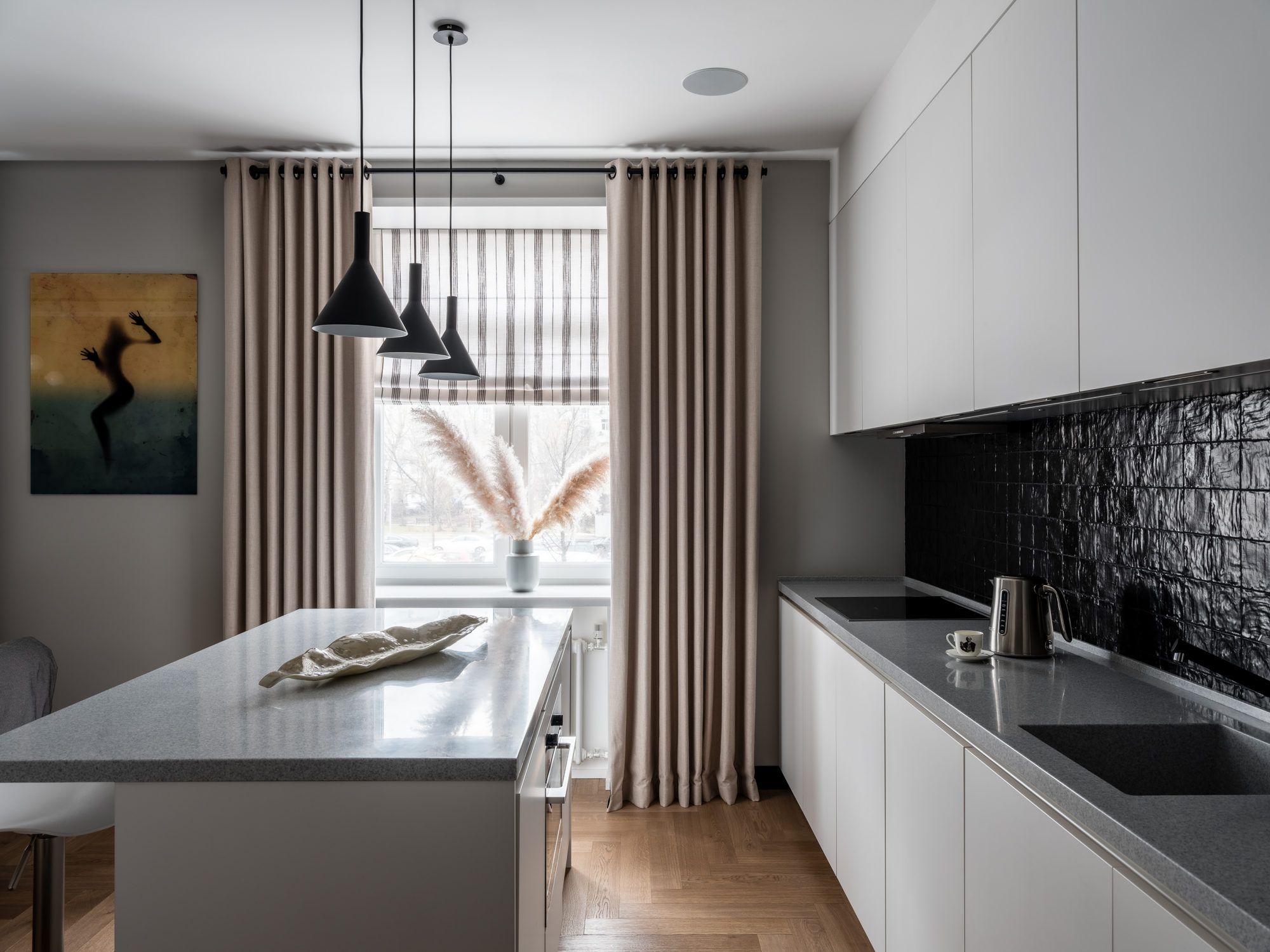 Кухня серые шторы дизайн фото Pin on Kitchens