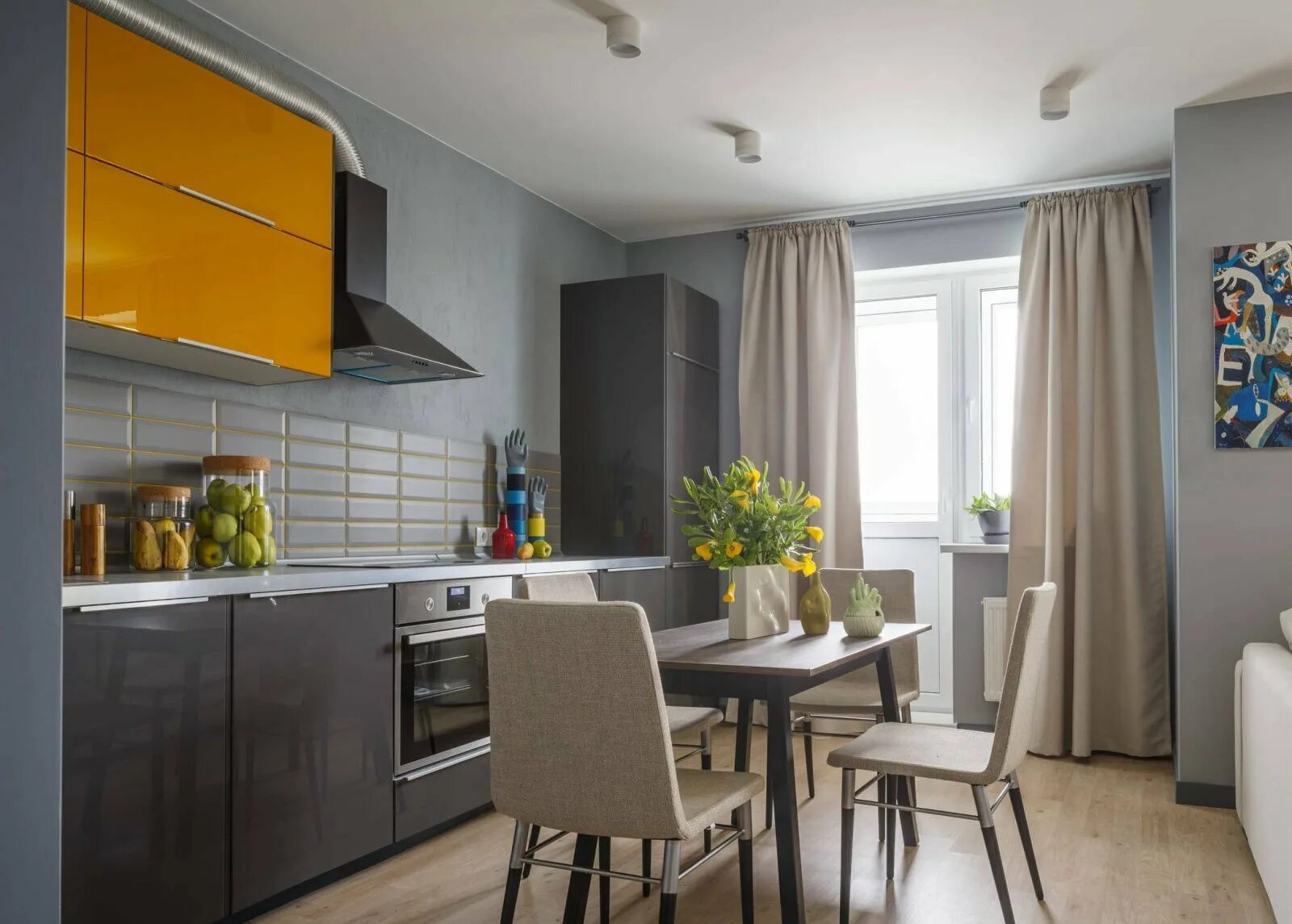 Кухня серые шторы дизайн фото Серые шторы на кухню - 68 фото