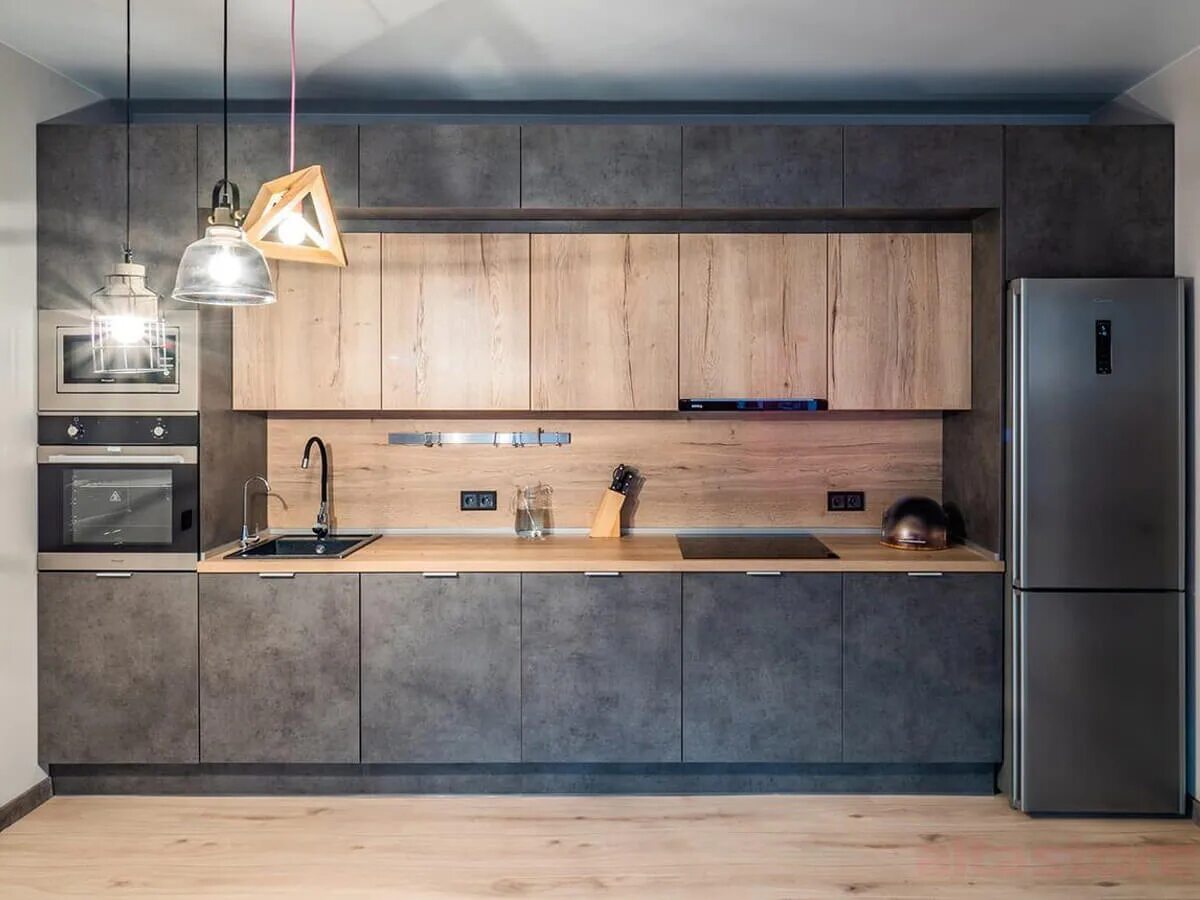 Кухня серый дуб фото Кухня Лофт 4 - УНО Мебель