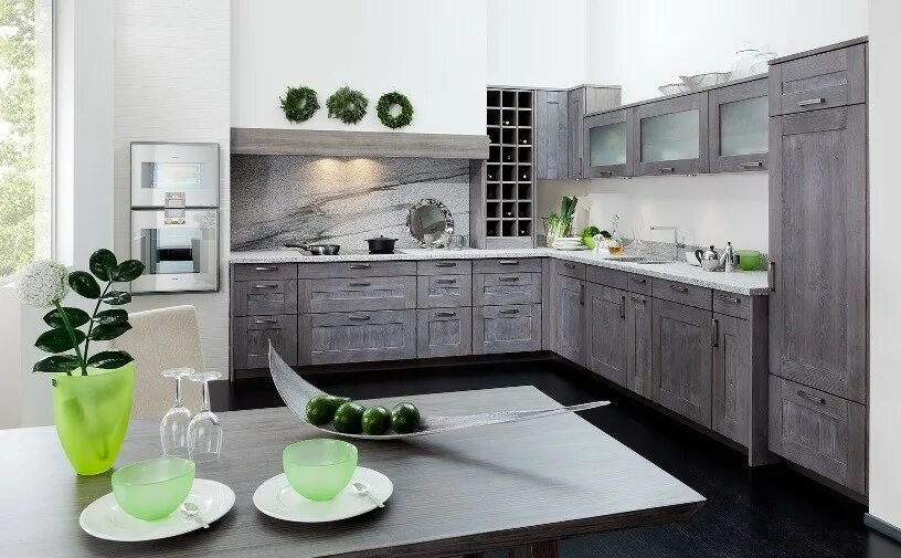 Кухня серый дуб фото Глубина и необычность кухонь серого цвета: часть 4