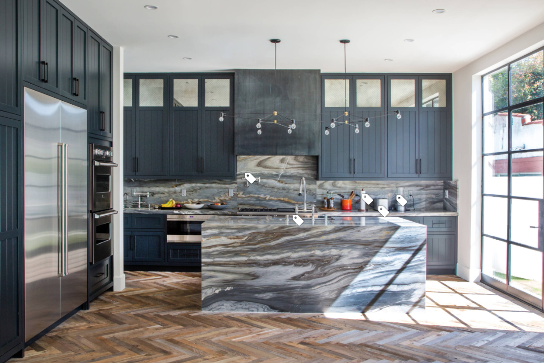 Кухня серый мрамор в интерьере Calacatta Ocean Marble Countertop #CalacattaOceanCountertop, #MarbleCountertop, 