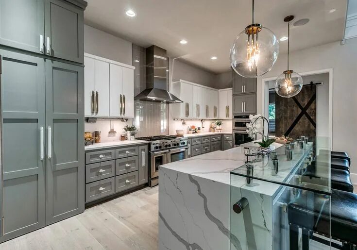 Кухня серый мрамор в интерьере 23 Wonderful Kitchen Waterfall Edge Countertops Sebring Design Build White kitch