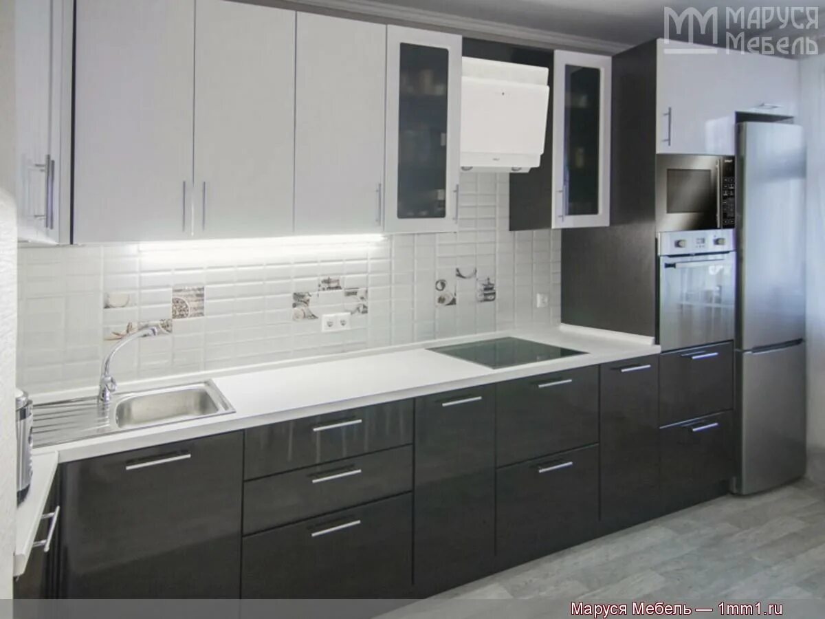 Кухня серый низ белый верх фото Кухонный гарнитур белый верх серый низ (89 фото)