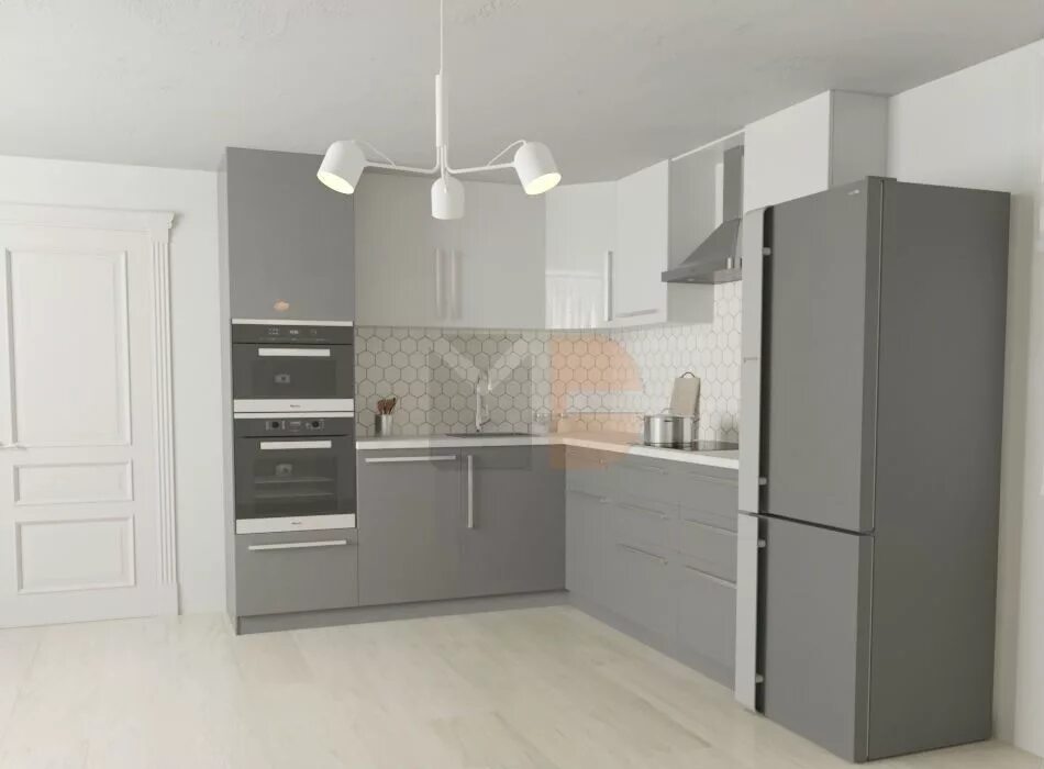 Кухня серый низ светлый верх фото Кухня серый низ светло серый верх