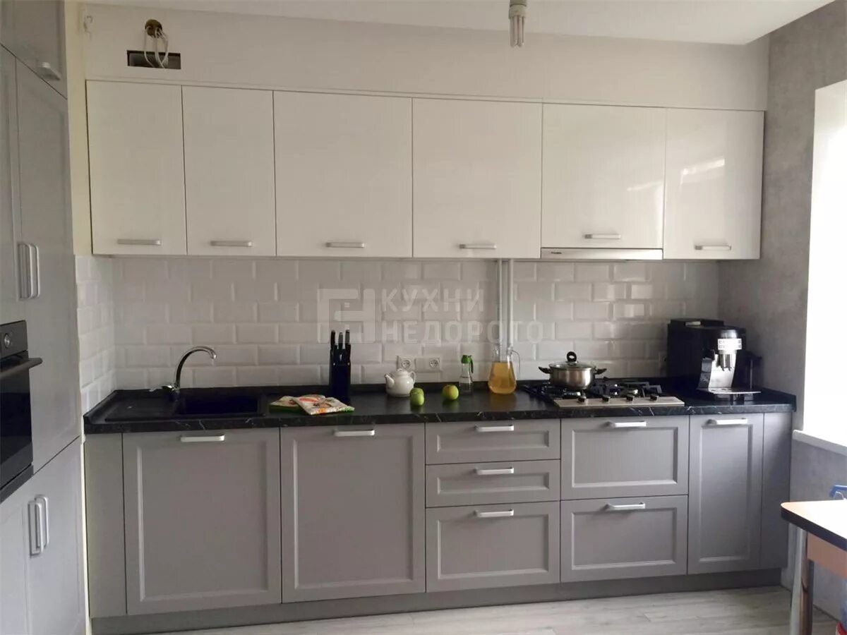 Кухня серый низ светлый верх фото Кухня Амата - купить в Москве, цена от 169200 руб., фото, отзывы