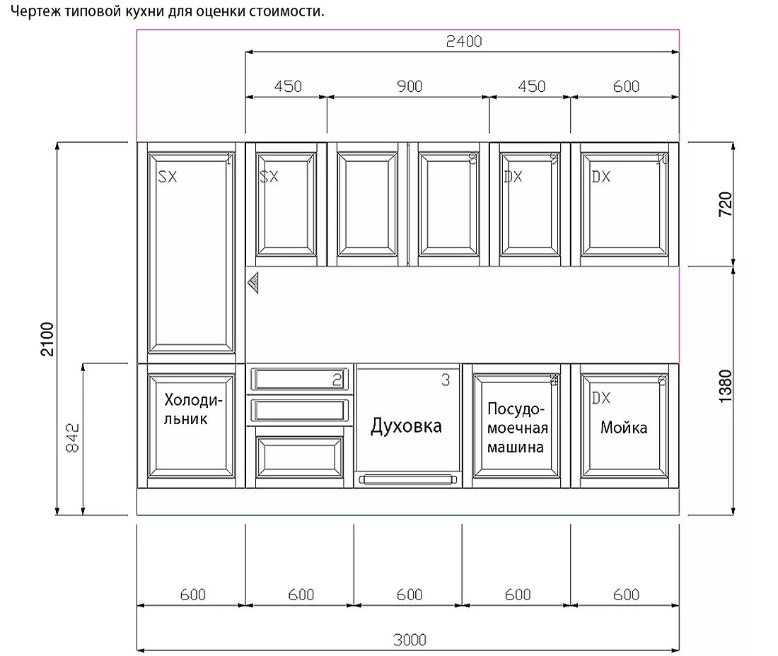 Кухня схема с размерами и расстановкой Кухня Castagna Cucine - Gallery цена