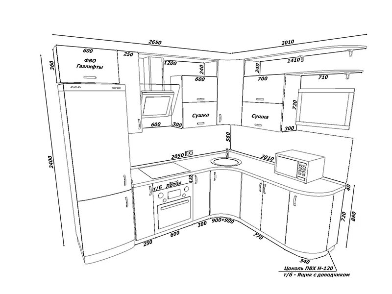 Кухня схема с размерами и расстановкой Эскиз маленькой угловой кухни - Дом Мебели.ру