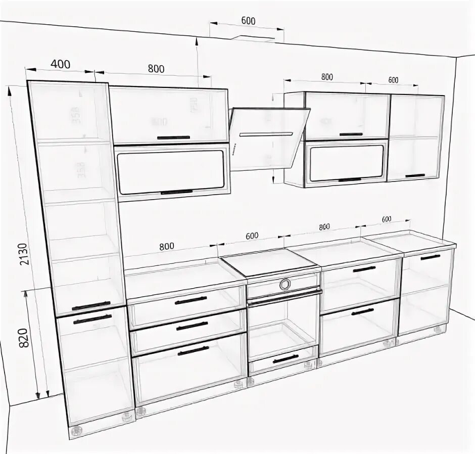 Кухня шкафы размеры фото Модульная кухня Валерия-М Комплектация 12 длина 3,2 метра, цвет лайм глянец / ве