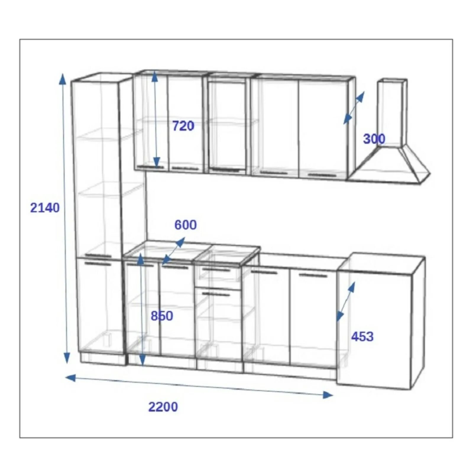 Кухня шкафы размеры фото Кухонный гарнитур Волна 9, 2200х600 мм, Фиолетовый металлик (7752412) - Купить п