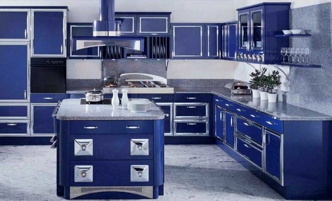 Кухня синим гарнитуром фото Cobalt Blue Kitchen Items Cobalt Blue Kitchen Decor Cobalt Blue Blue kitchen dec